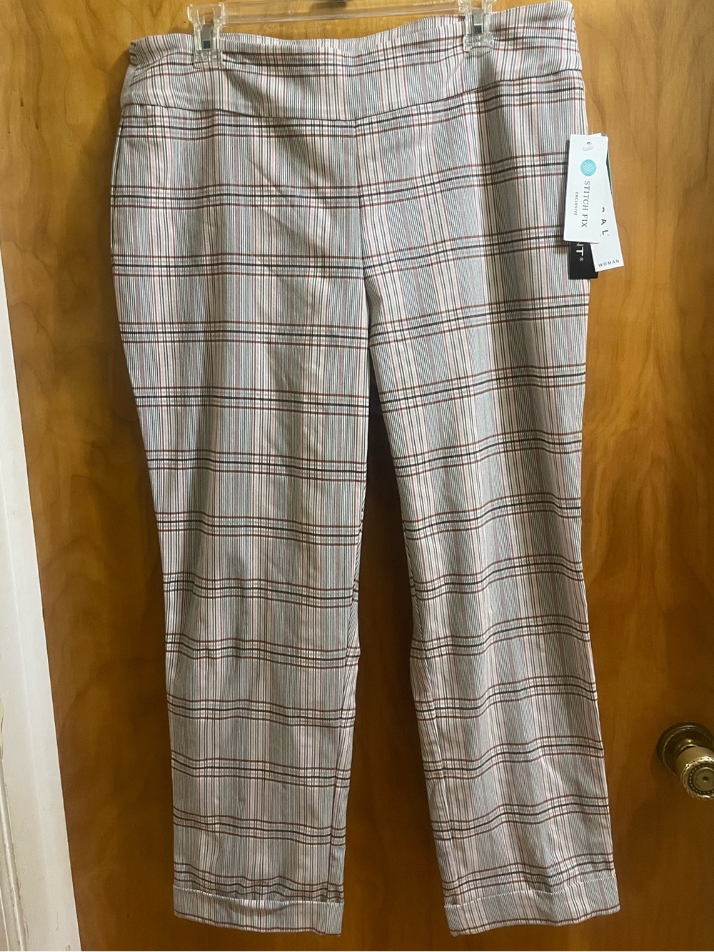 Tribal Plaid Pants in Cream, Brown and Pink